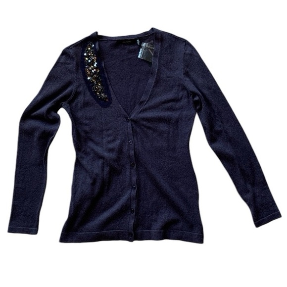 NWT embellished purple cardigan sweater Daisy Fuentes size Medium - Picture 5 of 11